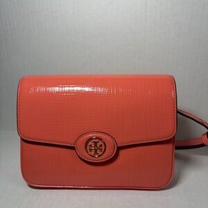 Tory Burch Robinson Spazzolato Convertible Shoulder Bag Crossbody Coral